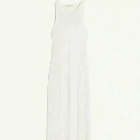 H&M collection open back rib knitted dress in cream color - Picture 7 of 8